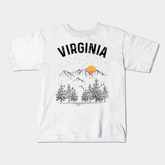 Virginia State Vintage Retro Kids T-Shirt by DanYoungOfficial